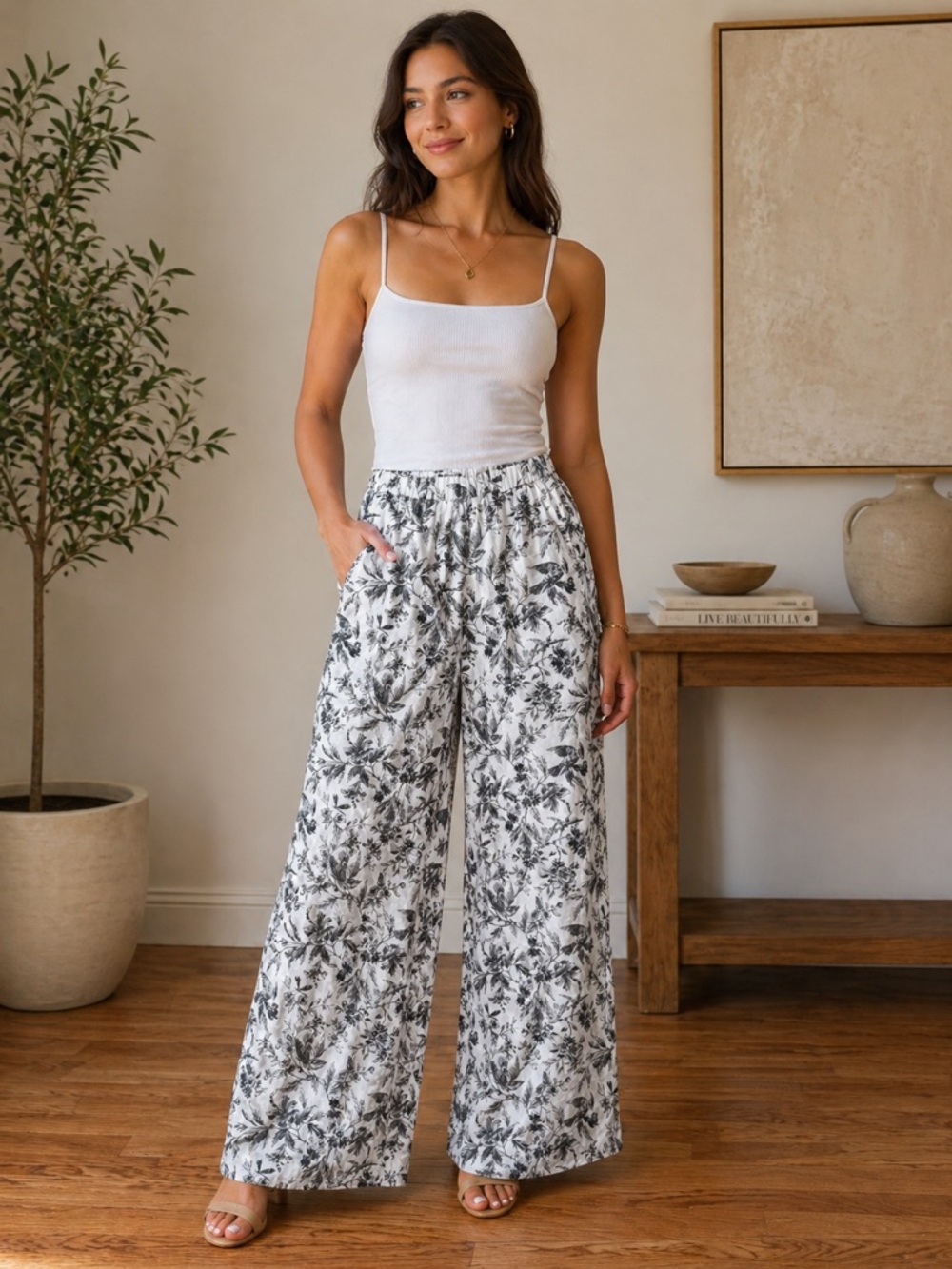 Express Floral Wide Leg Pants‎
